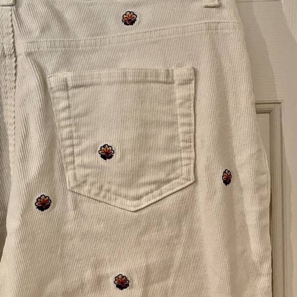 LANDS END Ivory Flare Wide leg Corduroy Embroidered Pants Size 10 - Picture 3 of 9